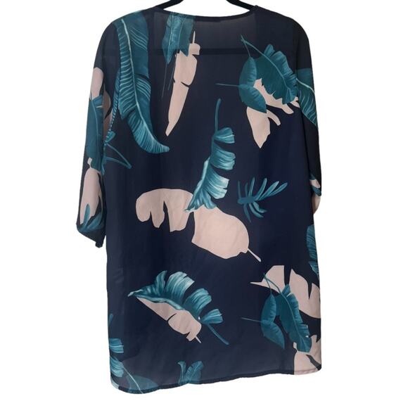 PinkMStyle Boutique colorful Floral Kimono Sheer Chiffon coverup top medium NWOT - Picture 4 of 6
